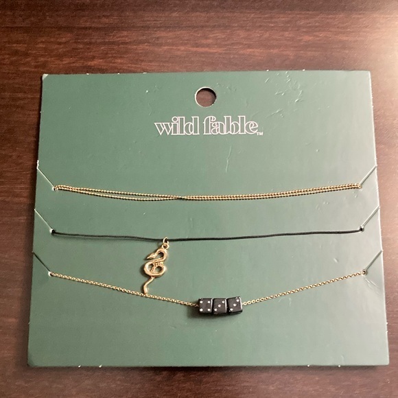 Wild Fable Gold And Black Layered Necklace Set 7$